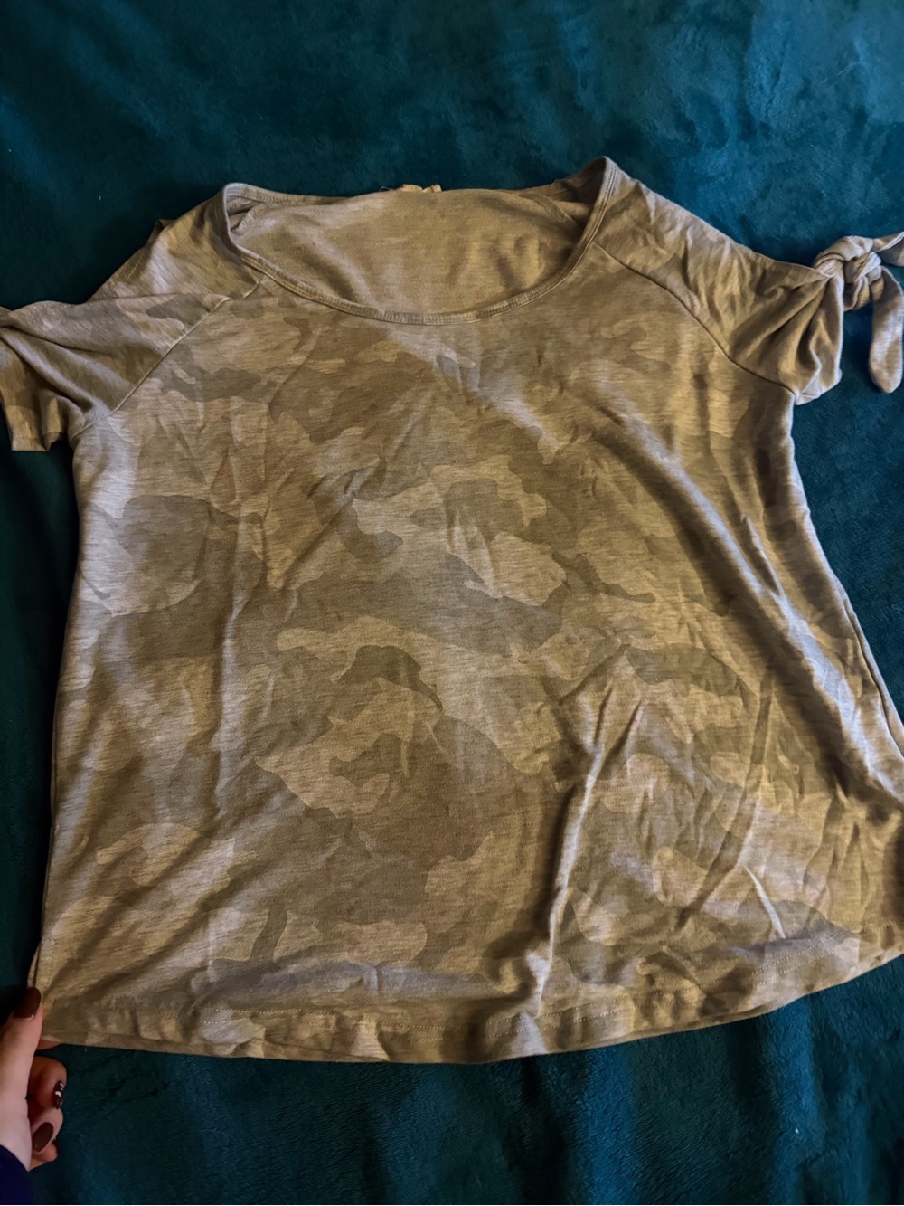 women's tie camo tee shirt